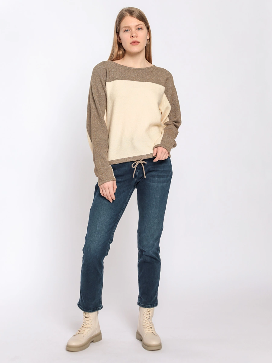 Джемпер колор-блок с завязками